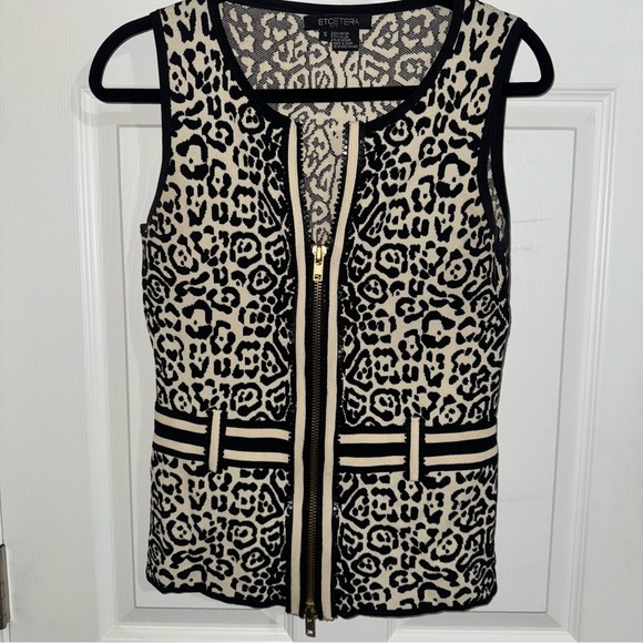 Etcetera Tops - Etcetera Black and Cream Patterned Tank Top